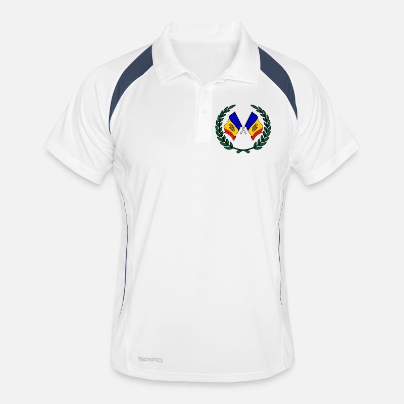 Drapeaux de la Moldavie en couronne de laurier Polo respirant Homme