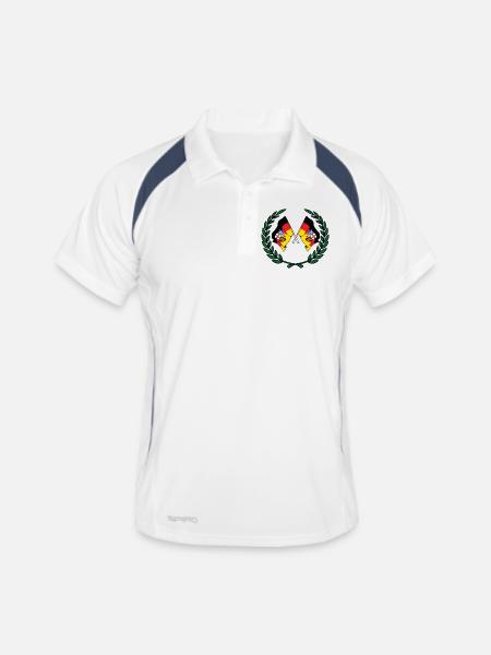 Fahnen Saarländischer Lorbeerkranz - Männer Polo atmungsaktiv - Weiß/Navy - Vorne
