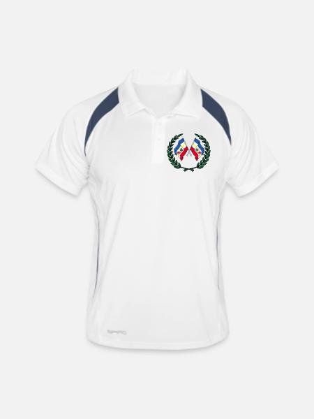 Fahnen Mecklenburg Vorpommern Lorbeerkranz - Männer Polo atmungsaktiv - Weiß/Navy - Vorne