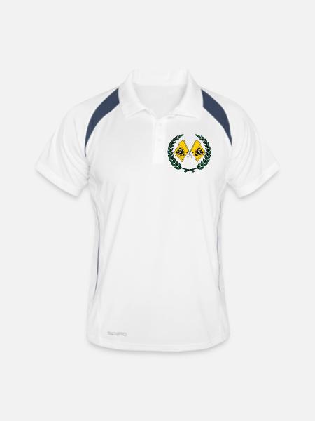 Drapeaux Couronne de laurier de Basse-Silésie - Polo respirant Homme - blanc/marine - Devant