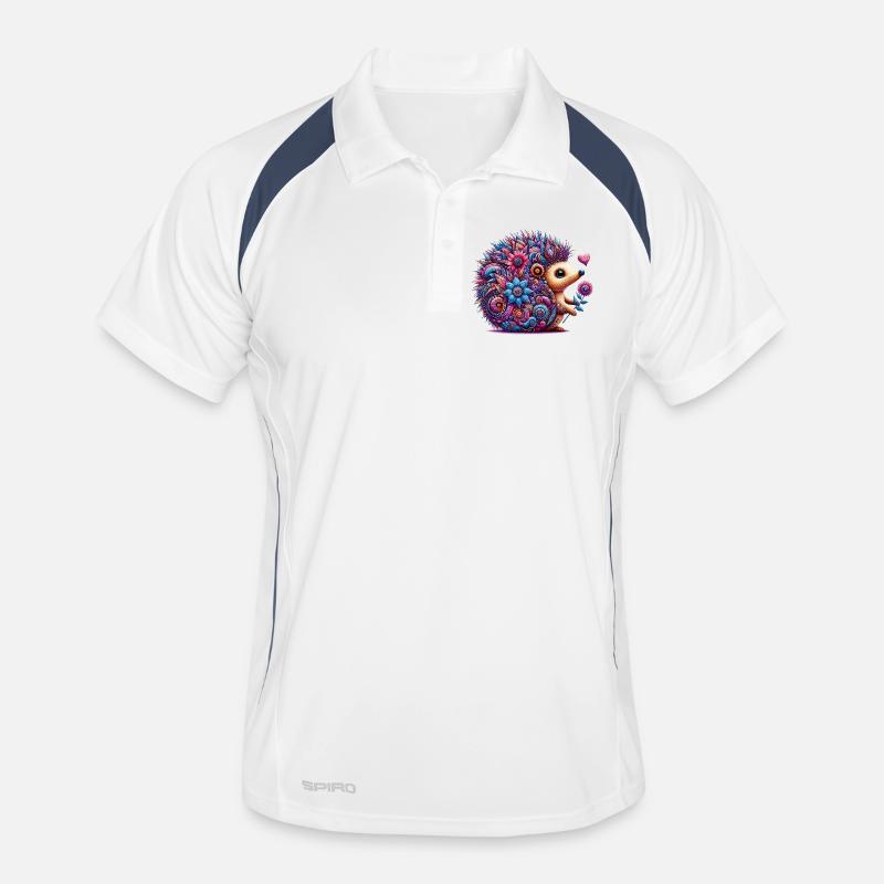 Igel - Männer Polo atmungsaktiv - Weiß/Navy