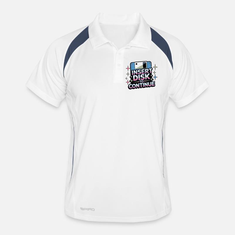 Y2K Retro – Insert Disk to Continue - Männer Polo atmungsaktiv - Weiß/Navy