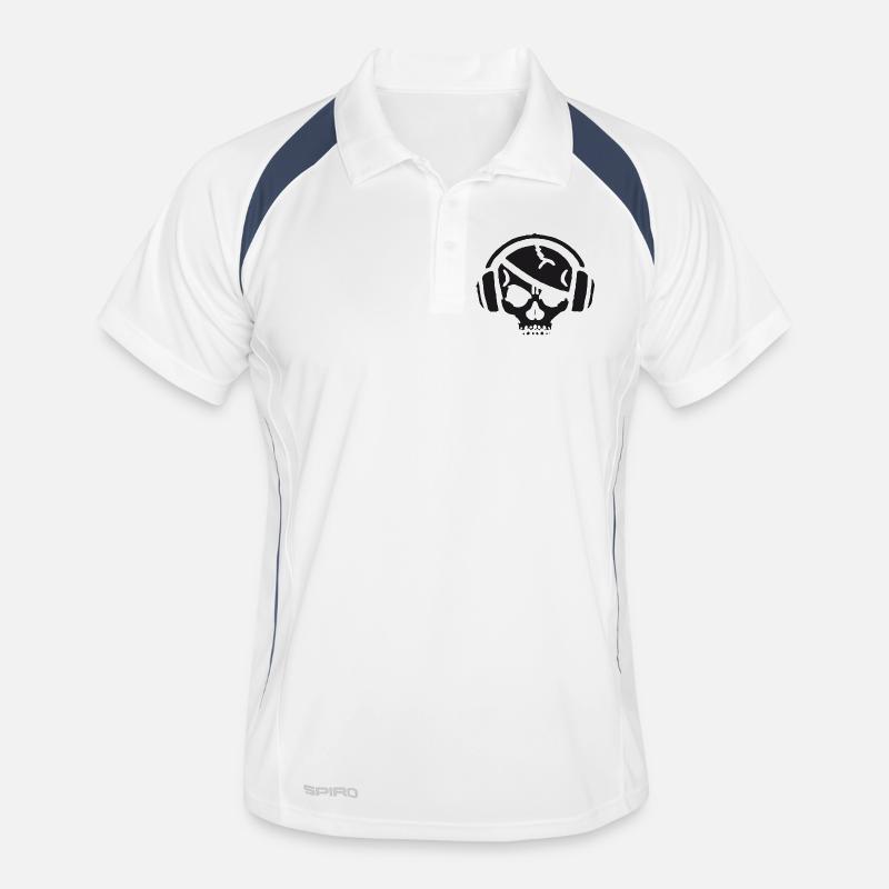 Schädel mit Kopfhörer - Männer Polo atmungsaktiv - Weiß/Navy