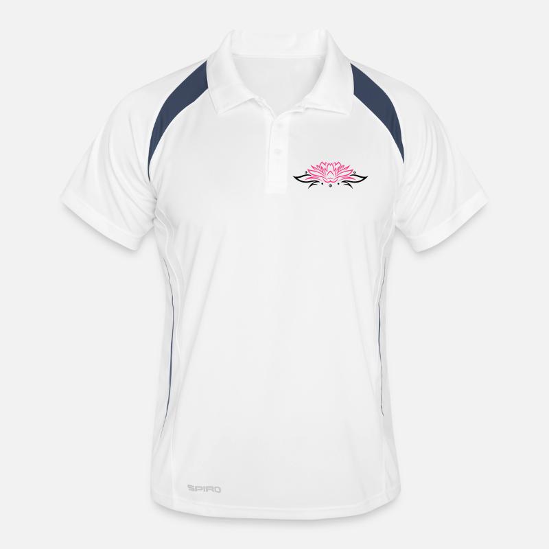 Large lotus flower with small tribal. Men's Polo breathable