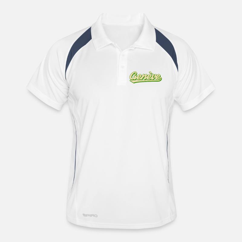 Genève Retro Script Lime Men's Polo breathable