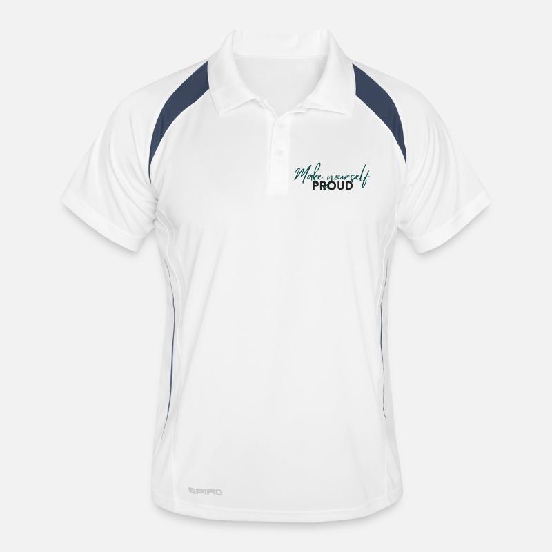 Make Yourself Proud Positive Mindset Statement - Polo respirant Homme - blanc/marine