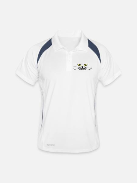 kitteh_face_green_eyes - Men's Polo breathable - white/navy - Front