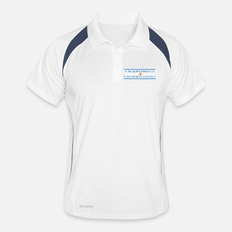 Argentina Flag Text Distressed Sun Pride Design Männer Polo atmungsaktiv