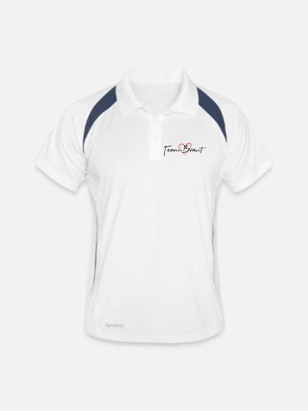 Team Braut Herz Junggesellinnenabschied - Männer Polo atmungsaktiv - Weiß/Navy - Vorne