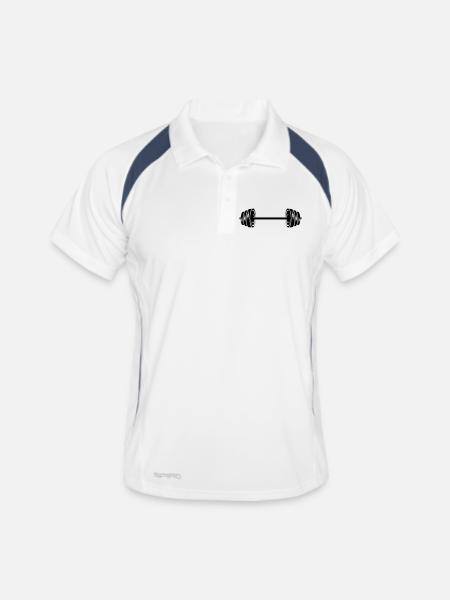 Weights dumbbells discs dumbbell - Men's Polo breathable - white/navy - Front
