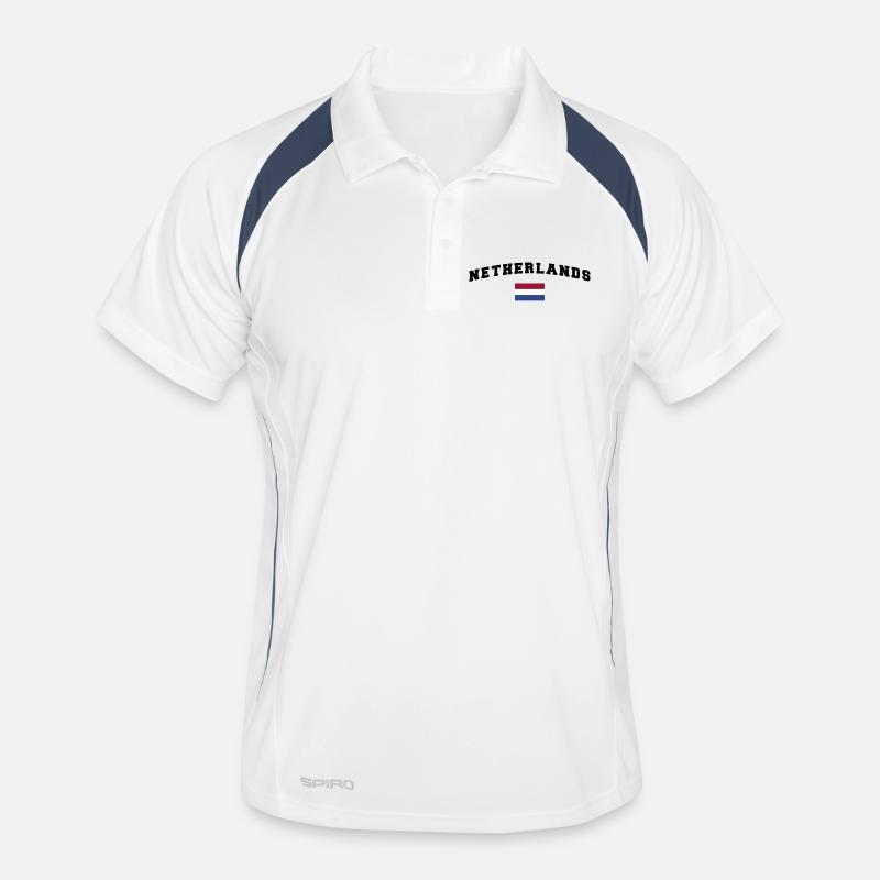 Holland Shirt - Männer Polo atmungsaktiv - Weiß/Navy