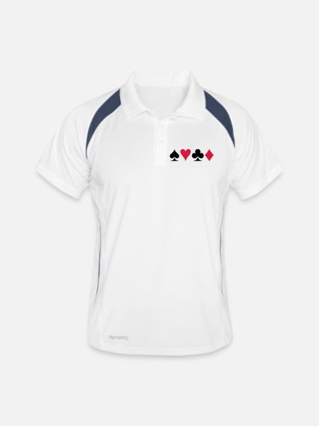 Poker (V) - Männer Polo atmungsaktiv - Weiß/Navy - Vorne