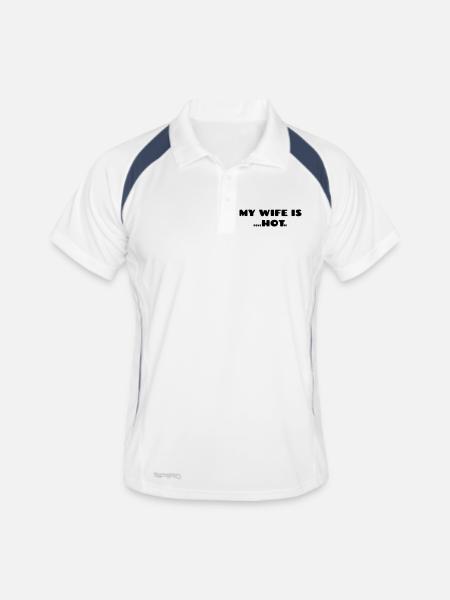 My wife is psychotic. Humor for men # - Men's Polo breathable - white/navy - Front
