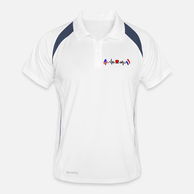 Cardio coeur avec drapeau des États-Unis et drapeau des Pays-Bas Polo respirant Homme