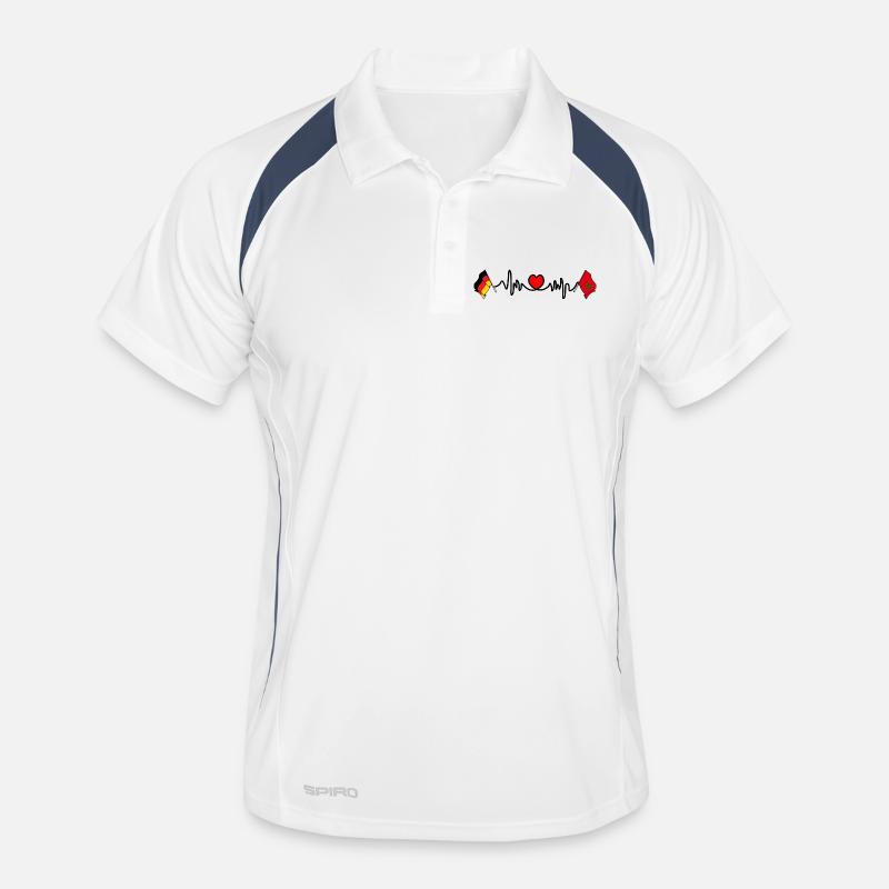 Cardio coeur avec drapeau Allemagne et drapeau Maroc Polo respirant Homme