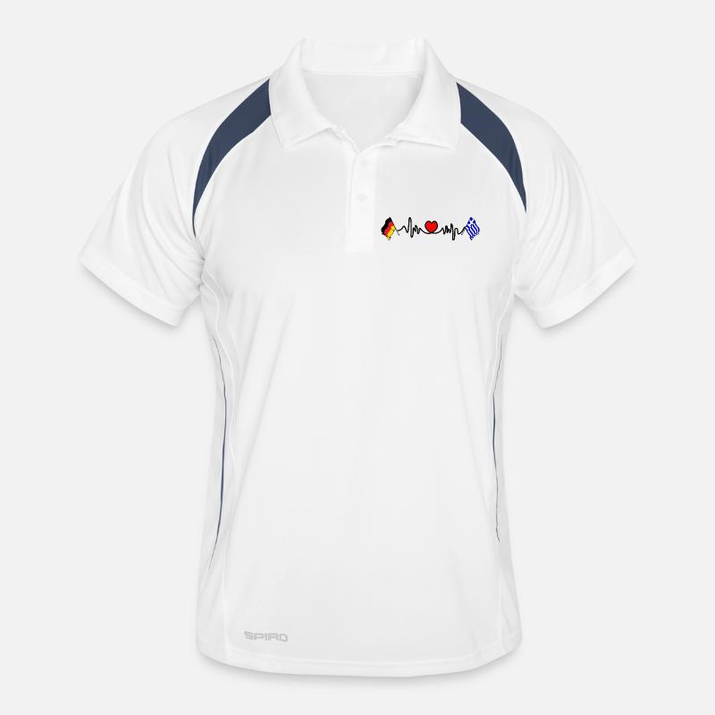 Cardio coeur avec drapeau Allemagne, drapeau Grèce Polo respirant Homme