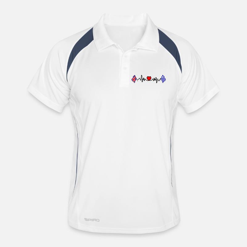 Cardio heart Drapeau Angleterre, drapeau Grèce Polo respirant Homme