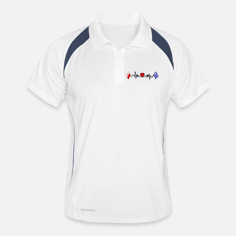 Cardio heart Drapeau Pologne, drapeau Grèce Polo respirant Homme