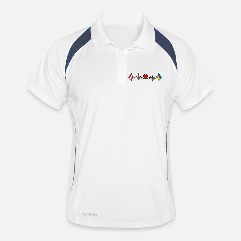 Coeur cardio avec drapeau Autriche et drapeau Ukraine Polo respirant Homme