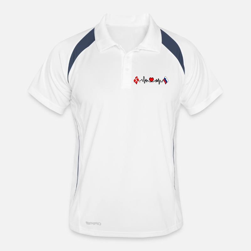 Cardio cardiaque Drapeau Danemark, drapeau Russie Polo respirant Homme