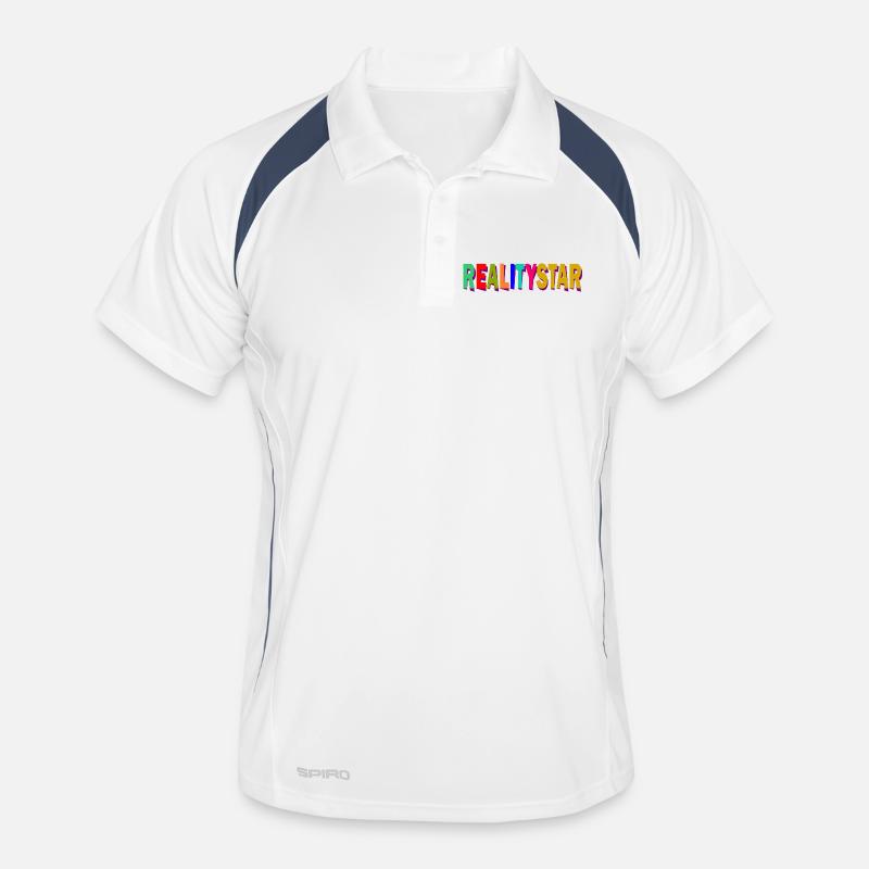 RealityStar Farbexplosion - Männer Polo atmungsaktiv - Weiß/Navy