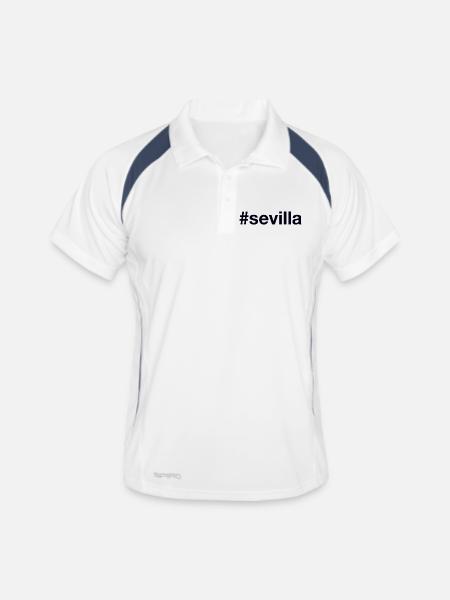 SEVILLA Hashtag - Männer Polo atmungsaktiv - Weiß/Navy - Vorne