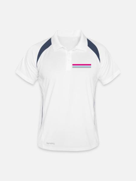 T-shirt features pink color blue gray gift idea - Men's Polo breathable - white/navy - Front