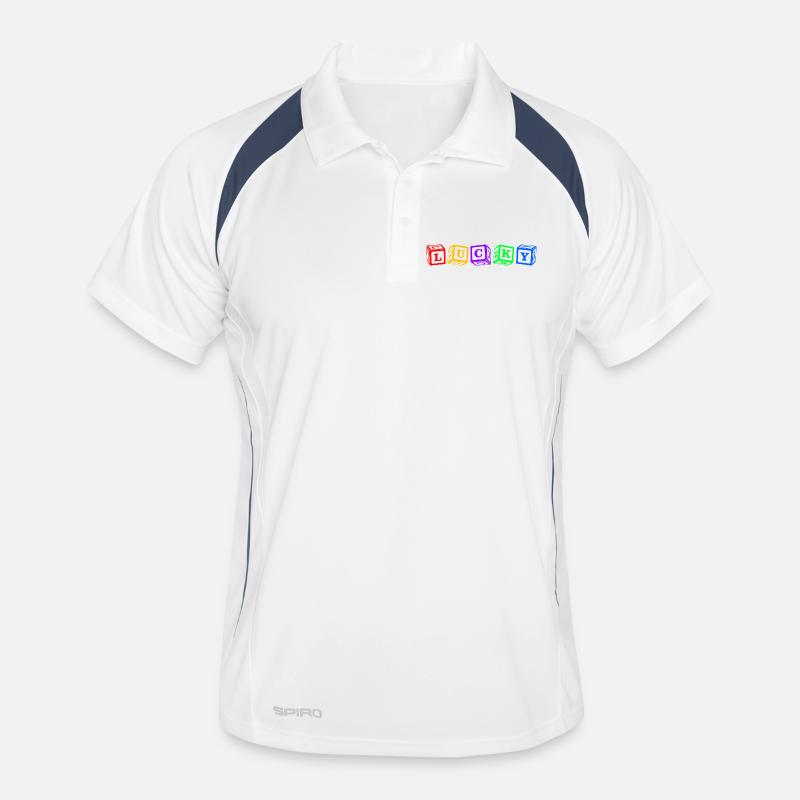 Lucky – Buntes 3D-Würfelbuchstaben-Design Männer Polo atmungsaktiv