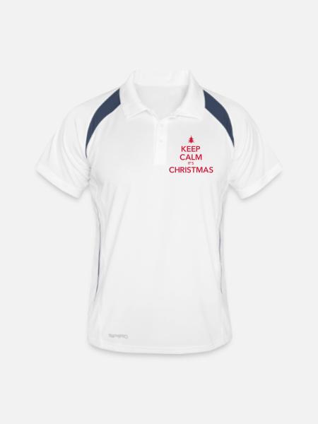 KEEP CALM IT'S CHRISTMAS Weihnachten - Männer Polo atmungsaktiv - Weiß/Navy - Vorne