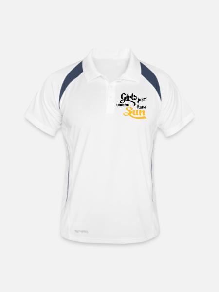 Sonne - Männer Polo atmungsaktiv - Weiß/Navy - Vorne