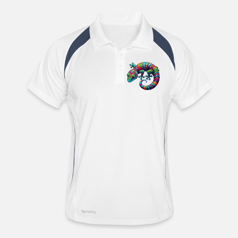 Gecko - Männer Polo atmungsaktiv - Weiß/Navy