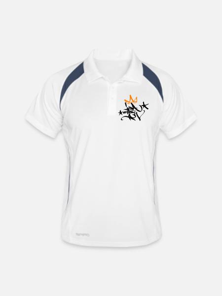 Graffiti Tag Enterrement de vie de garçon Crew King 02 2C - Polo respirant Homme - blanc/marine - Devant