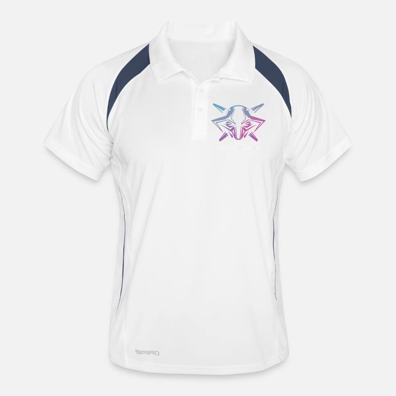 Futuristic Cyborg Programmer Art - Men's Polo breathable - white/navy
