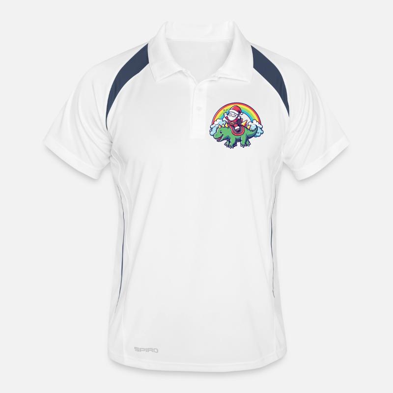 Dinosaur stegosaurus Santa Claus Men's Polo breathable