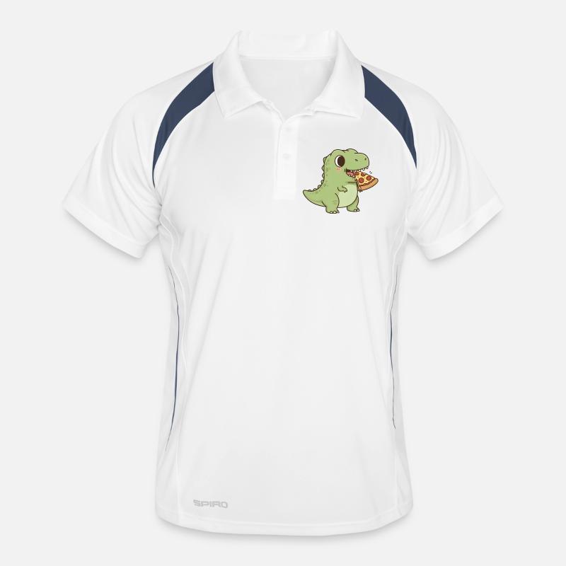 T-Rex mange une pizza Polo respirant Homme