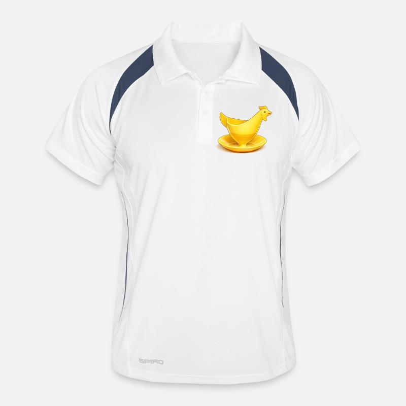 Gelber DDR Eierbecher, Ostalgie - Männer Polo atmungsaktiv - Weiß/Navy