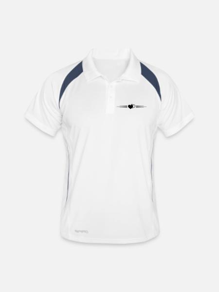 Herzen Symbol Linie - Männer Polo atmungsaktiv - Weiß/Navy - Vorne