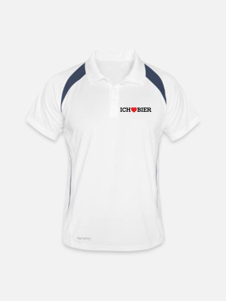 Ich liebe Bier (Farben änderbar) - Männer Polo atmungsaktiv - Weiß/Navy - Vorne