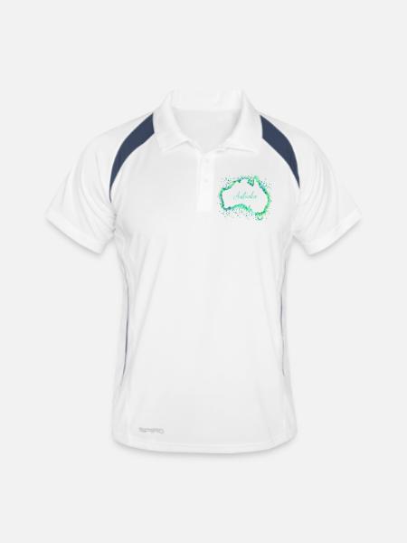 Australien - Männer Polo atmungsaktiv - Weiß/Navy - Vorne