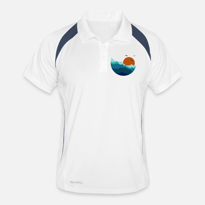 Vagues Coucher de soleil Polo respirant Homme