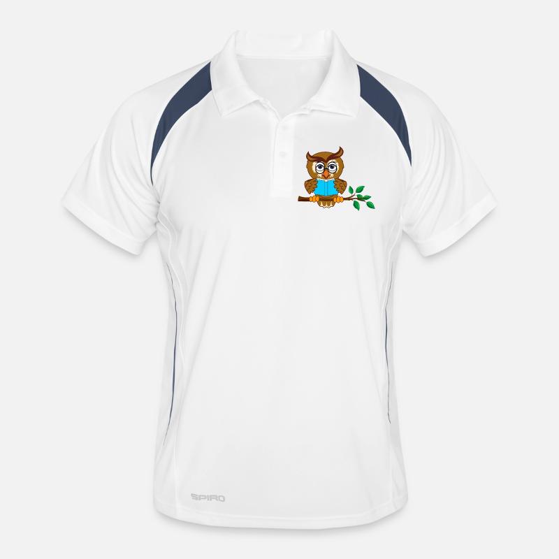 Tree Branch Owl with Blue Book Men's Polo breathable