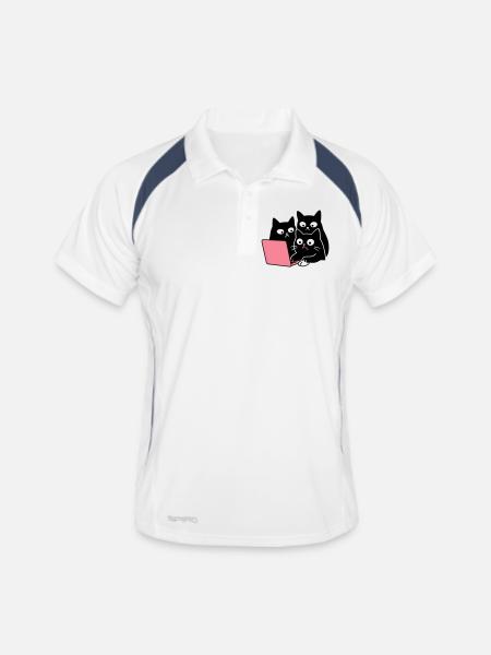 Chat mignon - Polo respirant Homme - blanc/marine