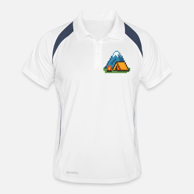 Pixel Campfire at the Mountain Tent Men's Polo breathable
