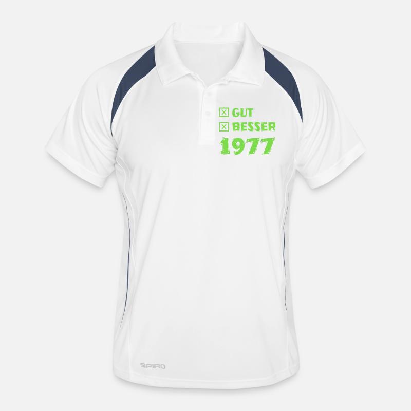 1977 - Männer Polo atmungsaktiv - Weiß/Navy