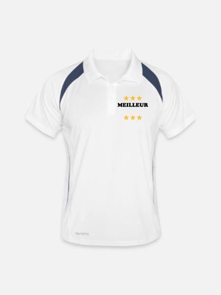 Meilleur (à personnaliser) - Polo respirant Homme - blanc/marine - Devant