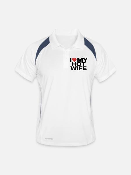 I Love My Hot Wife - Humorous declaration of love - Men's Polo breathable - white/navy - Front