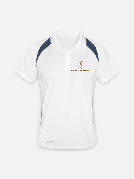 MY DOG IS MY SOULMATE - Männer Polo atmungsaktiv - Weiß/Navy - Vorne