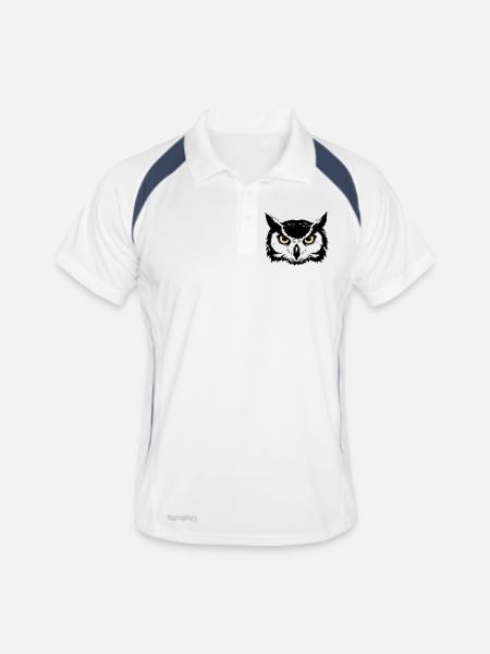 Mystischer Eule Kopf Natur - Männer Polo atmungsaktiv - Weiß/Navy - Vorne