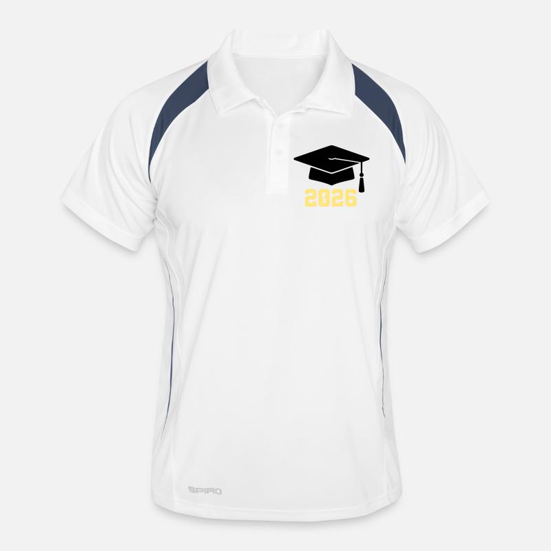 Absolvent 2026 Bachelor Hut - Männer Polo atmungsaktiv - Weiß/Navy