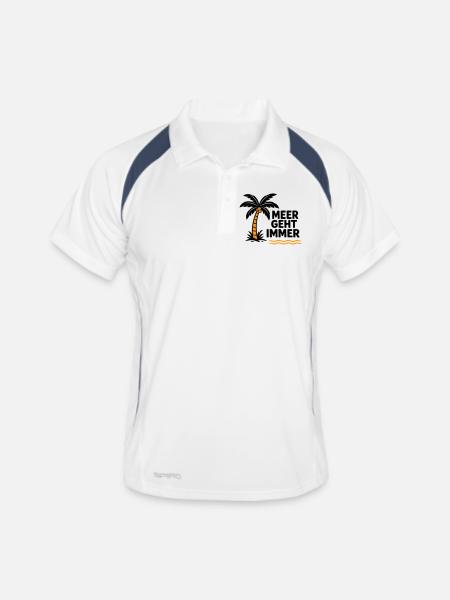 Orangen Palme am Meer - Männer Polo atmungsaktiv - Weiß/Navy - Vorne